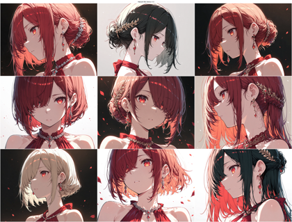 Hakushi Mix Anima v1.0 - 片方の目が髪で隠れている状態、キャラクターを表現するプロンプト、画像生成結果:画像10