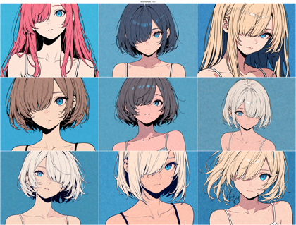 Nova Anime XL v19.0 - 片方の目が髪で隠れている状態、キャラクターを表現するプロンプト、画像生成結果:画像2
