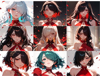 Nova Anime AM v2.5 - 片方の目が髪で隠れている状態、キャラクターを表現するプロンプト、画像生成結果:画像7