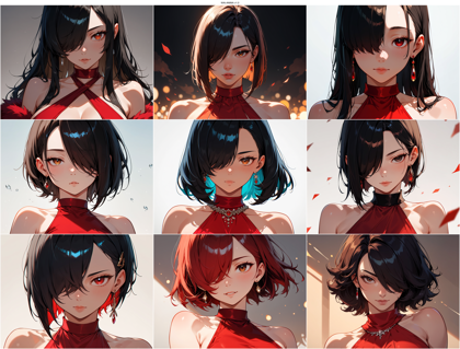 WAI-ANIMA v1.0 - 片方の目が髪で隠れている状態、キャラクターを表現するプロンプト、画像生成結果:画像8