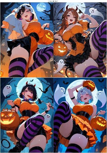 Anima aesthetic-v1.1 - ハロウィンのコスチュームを表現するプロンプト、画像生成結果:画像1