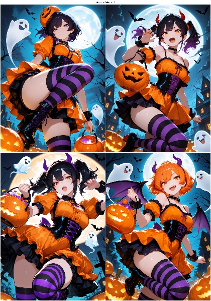 Hassaku Anima v1.3 - ハロウィンのコスチュームを表現するプロンプト、画像生成結果:画像3