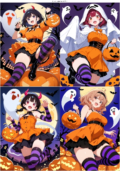 One obsession Anima2.9B v1 - ハロウィンのコスチュームを表現するプロンプト、画像生成結果:画像9