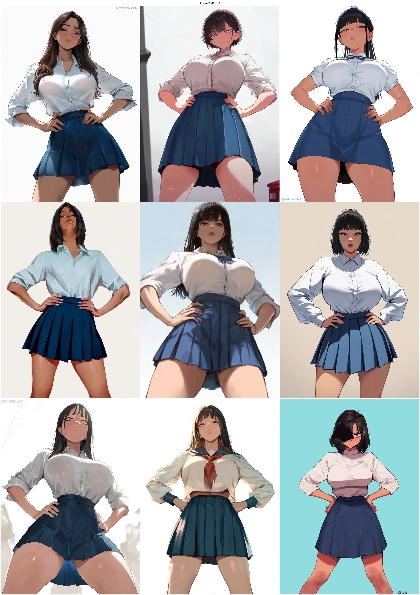 Anima-2.9B v1.0 - 腰に手をあてているポーズを表現するプロンプト、画像生成結果:画像2