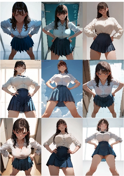 Anima aesthetic-v1.1 - 腰に手をあてているポーズを表現するプロンプト、画像生成結果:画像1