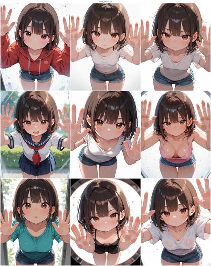 anima_pencil v2.1.0 - 前かがみで、壁に手をついているポーズを表現するプロンプト、画像生成結果:画像5