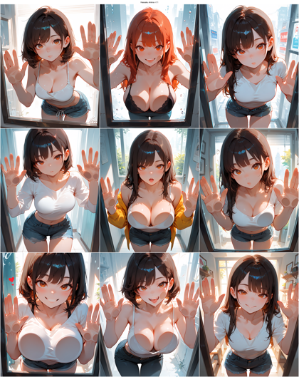 Hassaku Anima v1.1 - 前かがみで、壁に手をついているポーズを表現するプロンプト、画像生成結果:画像6