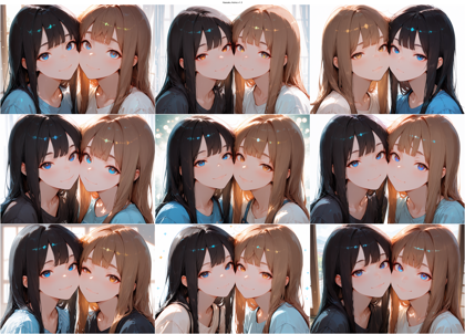 Hassaku Anima v1.3 - 顔（頭部）を近づけているシーンを表現するプロンプト、画像生成結果:画像3