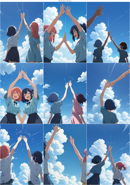 REED_Illustration_IL_SDXL v6.0IL - ハイタッチを表現するプロンプト、画像生成結果:画像7