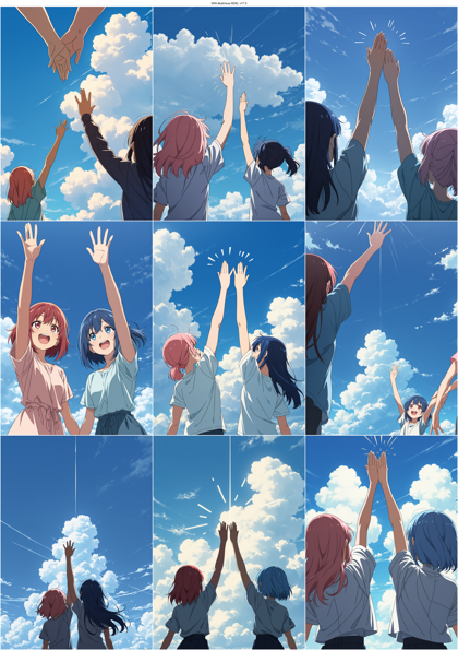 WAI-illustrious-SDXL v17.0 - ハイタッチを表現するプロンプト、画像生成結果:画像1