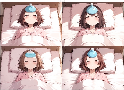 Krea2-Anime v2.0 - 額の冷えピタシート、氷嚢を表現するプロンプト、画像生成結果:画像10