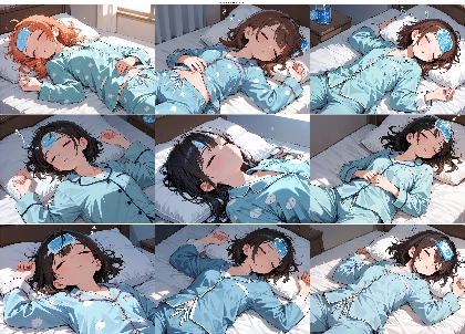 Nova Anime AM v6.0:2.9B - 額の冷えピタシート、氷嚢を表現するプロンプト、画像生成結果:画像5