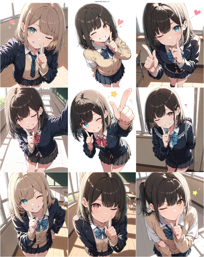 Hakushi Mix Anima v1.0 - 人差し指を立てるポーズのプロンプト、画像生成結果:画像9