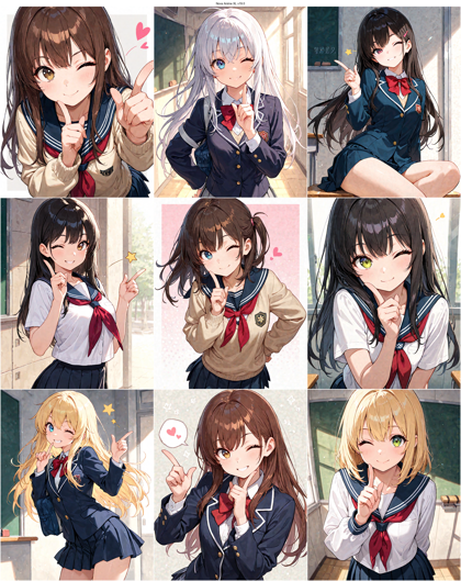 Nova Anime XL v19.0 - 人差し指を立てるポーズのプロンプト、画像生成結果:画像2