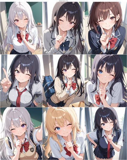 Raehoshi illust XL v10.0 - 人差し指を立てるポーズのプロンプト、画像生成結果:画像4