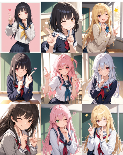 WAI-illustrious-SDXL v17.0 - 人差し指を立てるポーズのプロンプト、画像生成結果:画像1