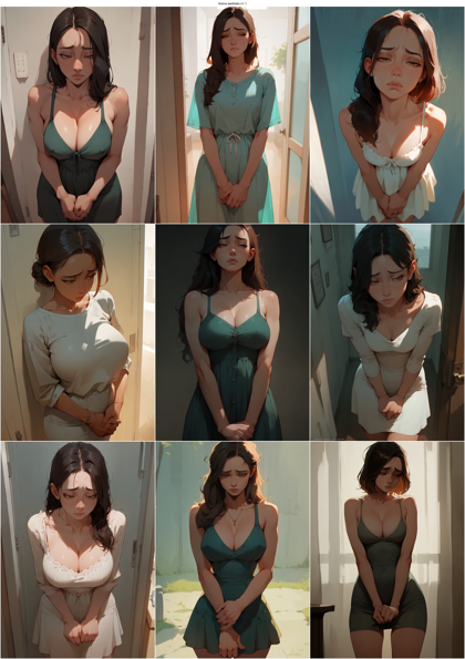 Anima aesthetic-v1.1 - 自信なさげな表情、不安な表情を表現するプロンプト、画像生成結果:画像1