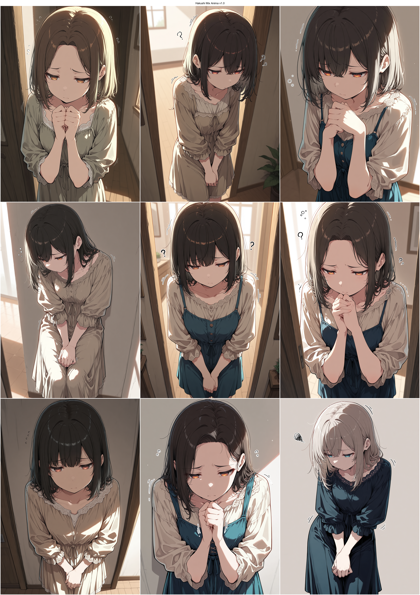 Hakushi Mix Anima v1.0 - 自信なさげな表情、不安な表情を表現するプロンプト、画像生成結果:画像7