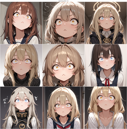 WAI-illustrious-SDXL v17.0 - への字型の口の表情を表現するプロンプト、画像生成結果:画像1