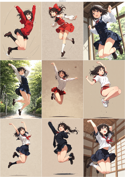 Hakushi Mix v1.41 - ジャンプしているポーズを表現するプロンプト、画像生成結果:画像8