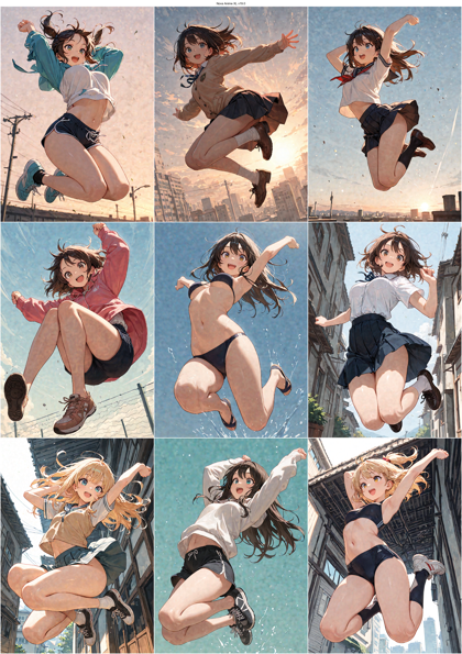 Nova Anime XL v19.0 - ジャンプしているポーズを表現するプロンプト、画像生成結果:画像2