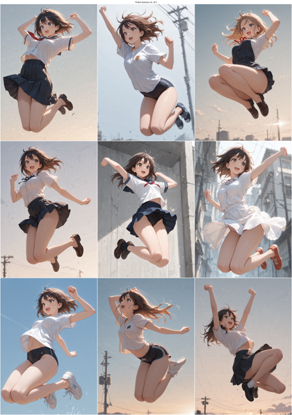 Prefect illustrious XL v8.0 - ジャンプしているポーズを表現するプロンプト、画像生成結果:画像3