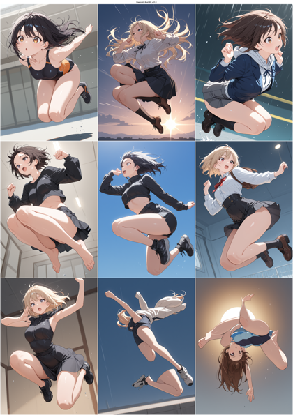 Raehoshi illust XL v10.0 - ジャンプしているポーズを表現するプロンプト、画像生成結果:画像4