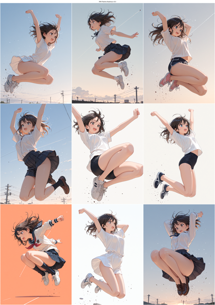 RIN Flanime Illustrious v5.0 - ジャンプしているポーズを表現するプロンプト、画像生成結果:画像7