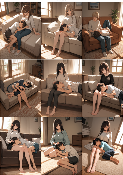 WAI-illustrious-SDXL v17.0 - 膝枕のシーンを表現するプロンプト、画像生成結果:画像1