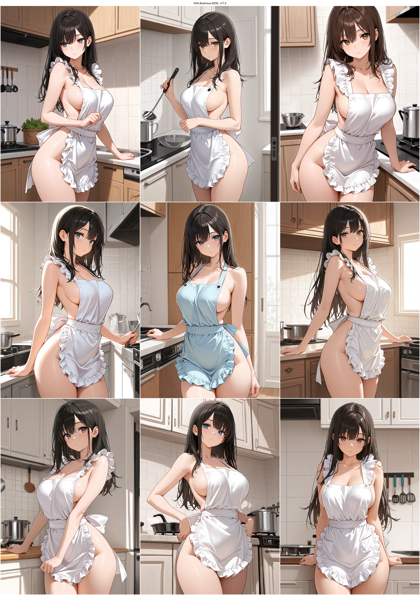 WAI-illustrious-SDXL v17.0 - 裸エプロンを表現するプロンプト、画像生成結果:画像1