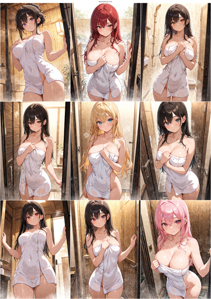 Nova Anime XL v19.0 - バスタオルを巻いているキャラクターを表現するプロンプト、画像生成結果:画像2