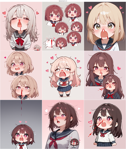 Raehoshi illust XL v9.1 - 鼻血のキャラクターを表現するプロンプト、画像生成結果:画像4