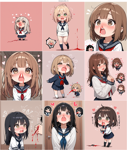 WAI-illustrious-SDXL v17.0 - 鼻血のキャラクターを表現するプロンプト、画像生成結果:画像1