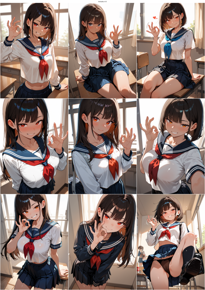 AnimaIka v4.5 - OKのサインをするポーズのプロンプト、画像生成結果:画像9