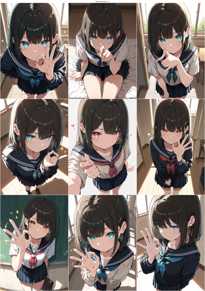 Hakushi Mix Anima v1.0 - OKのサインをするポーズのプロンプト、画像生成結果:画像8