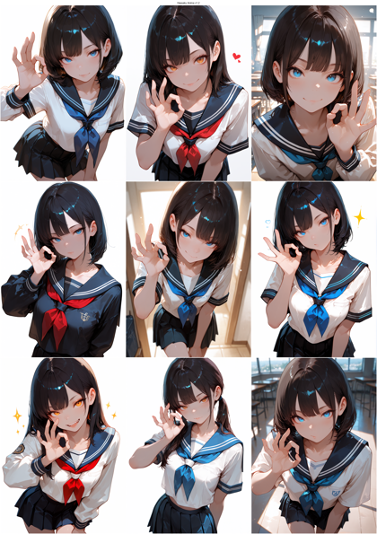 Hassaku Anima v1.2 - OKのサインをするポーズのプロンプト、画像生成結果:画像6