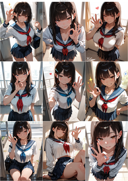 Nova Anime AM v3.0 A - OKのサインをするポーズのプロンプト、画像生成結果:画像7
