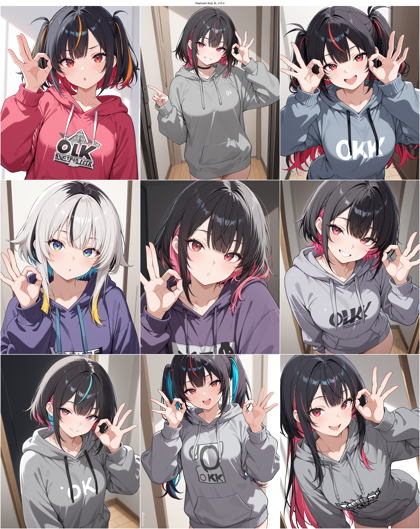 Raehoshi illust XL v10.0 - OKのサインをするポーズのプロンプト、画像生成結果:画像4