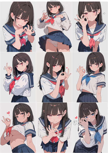 RIN Flanime Anima v1.4 - OKのサインをするポーズのプロンプト、画像生成結果:画像10