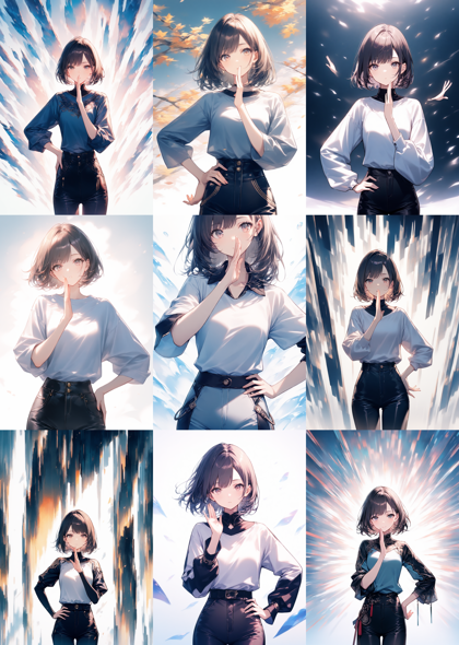 Animagine XL v4.0 opt - 片手で謝るポーズ (メンゴのポーズ) を表現するプロンプト、画像生成結果:画像4