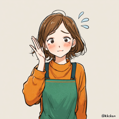 片手で謝るポーズ (メンゴのポーズ) を表現するプロンプト、画像生成結果:画像5