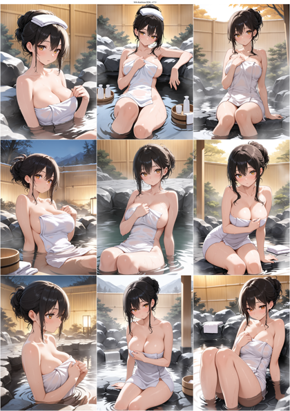 WAI-illustrious-SDXL v17.0 - 温泉、露天風呂のシーンを表現するプロンプト、画像生成結果:画像1