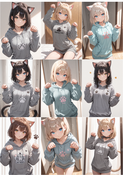 Prefect illustrious XL v8.0 - 「がおー」のポーズ、犬、猫の手のポーズを表現するプロンプト、画像生成結果:画像7