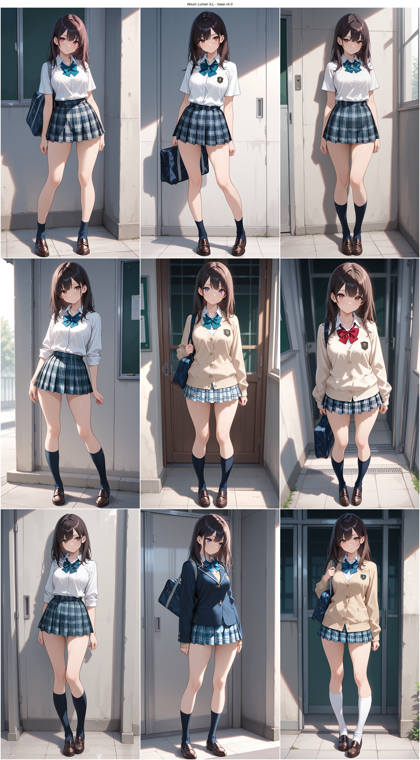 Akium Lumen ILL - base v4.0 - チェック柄のスカートを表現するプロンプト、画像生成結果:画像5