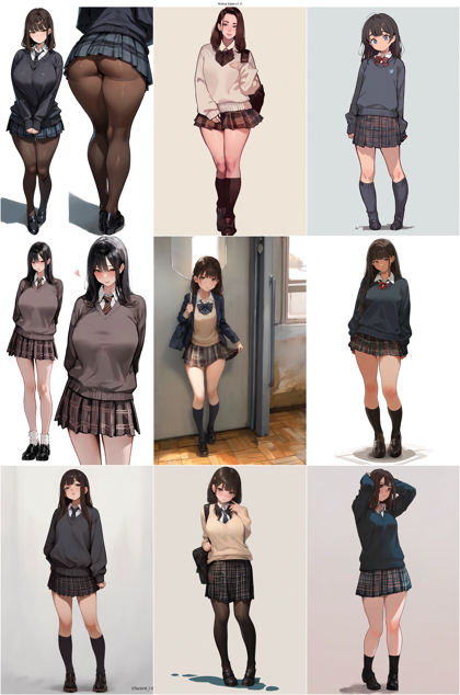 Anima base-v1.0 - チェック柄のスカートを表現するプロンプト、画像生成結果:画像9