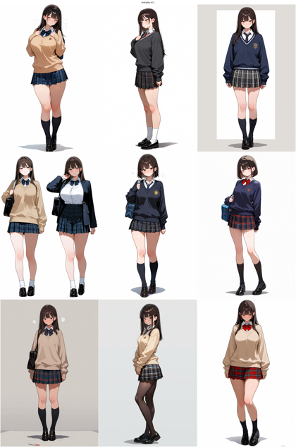 AnimaIka v4.2 - チェック柄のスカートを表現するプロンプト、画像生成結果:画像11