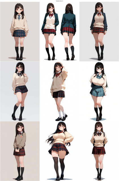 Hassaku Anima v1 - チェック柄のスカートを表現するプロンプト、画像生成結果:画像10