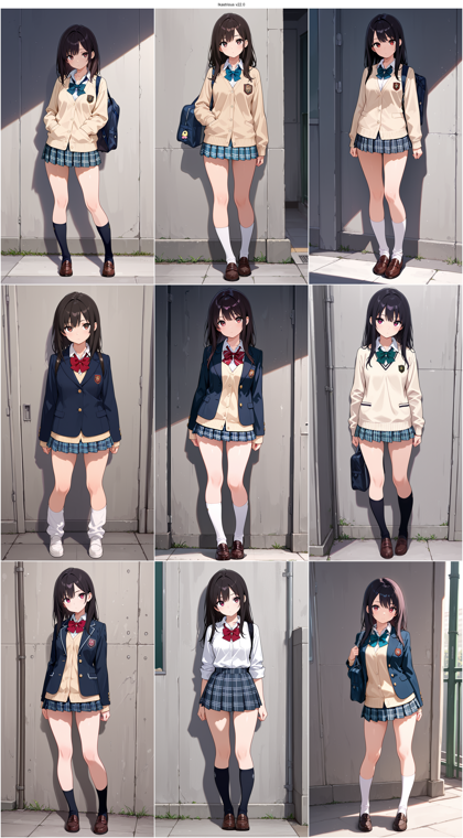 Ikastrious v22.0 - チェック柄のスカートを表現するプロンプト、画像生成結果:画像7
