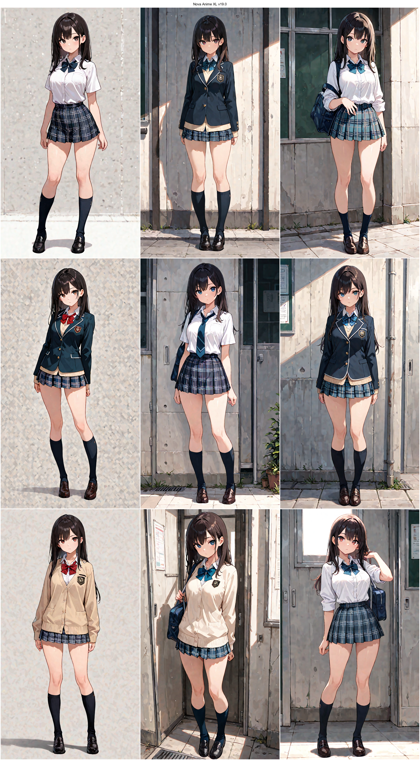 Nova Anime XL v19.0 - チェック柄のスカートを表現するプロンプト、画像生成結果:画像2