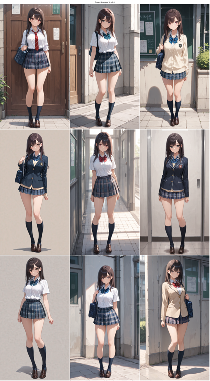 Prefect illustrious XL v8.0 - チェック柄のスカートを表現するプロンプト、画像生成結果:画像3
